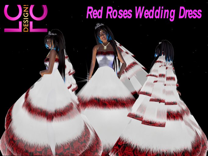 LC Design Red Roses Wedding Dress