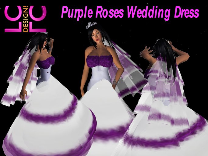 LC Design Purple Roses Wedding Dress