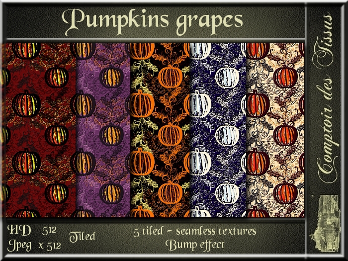 Pumpkins grapes - 5 FULL PERMS Textures