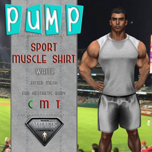 White Sport Muscle Shirt - Aesthetic