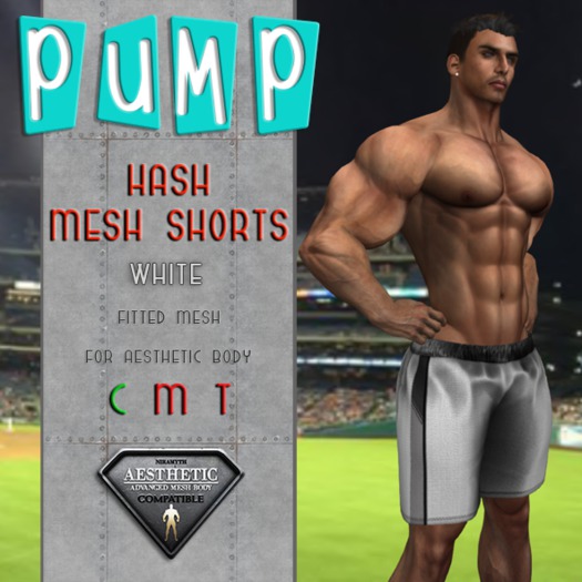 White Hash Gym Shorts - Aesthetic