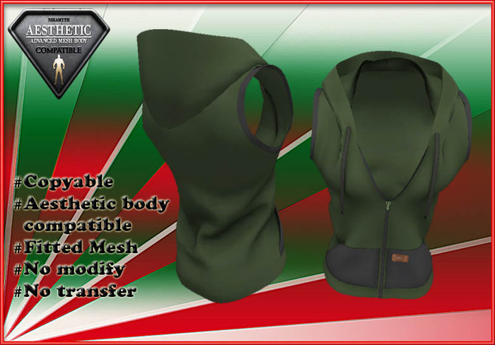 (JD)Army green  Sleeveless Hoodie