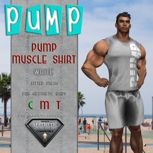 White PUMP Cotton Muscle Shirt - Aesthetic
