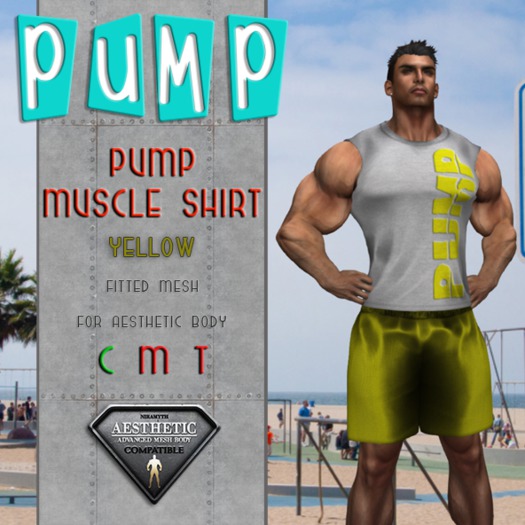 Yellow PUMP Cotton Muscle Shirt - Aesthetic