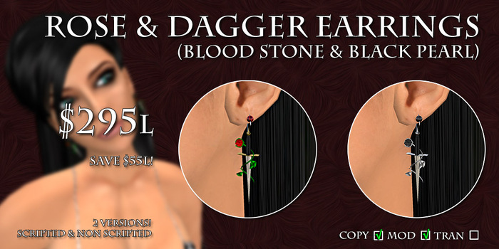 Rose & Dagger Earrings (Save $55L!)
