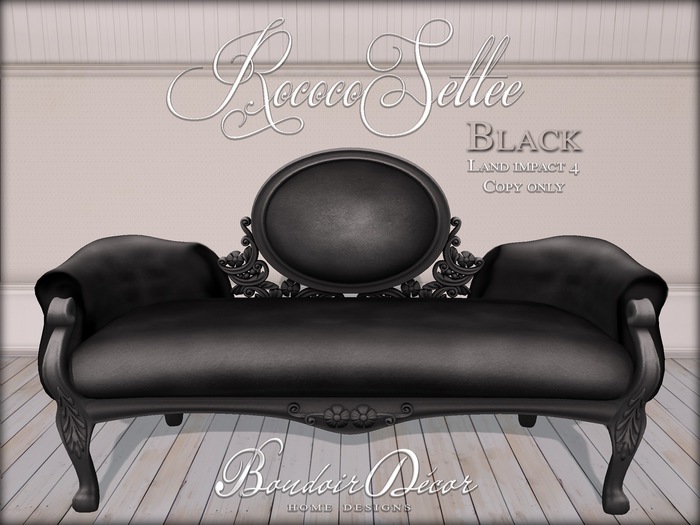 Boudoir Rococo Settee Black