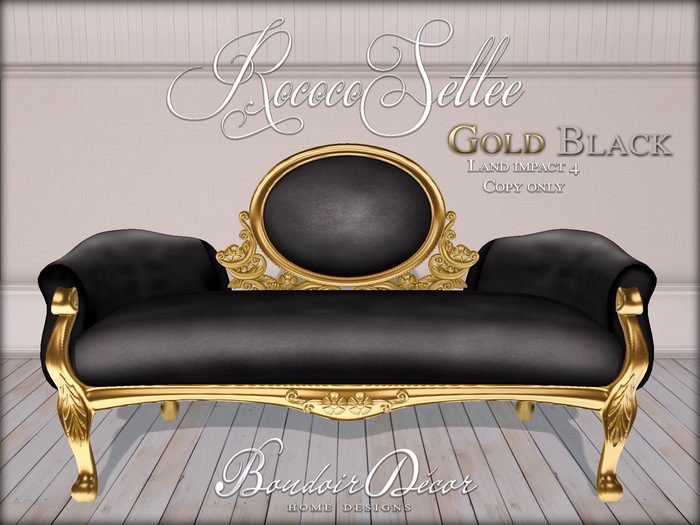 Boudoir Rococo Settee Gold/Black