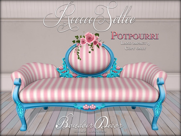 Boudoir Rococo Settee Potpourri