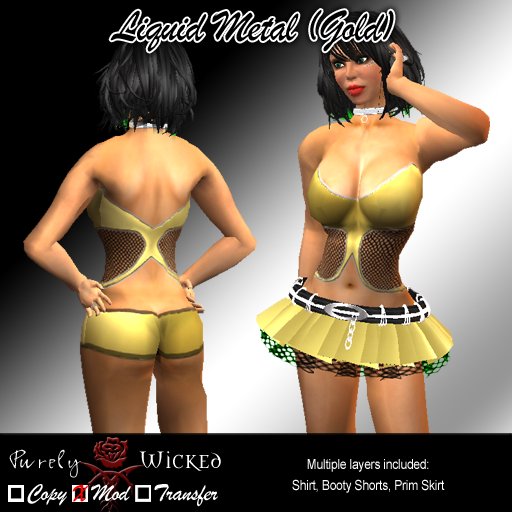 SSC Liquid Metal Gold Skirt Outfit