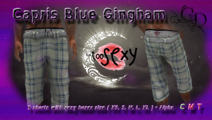 Capris Blue Gingham Half-leg Shorts