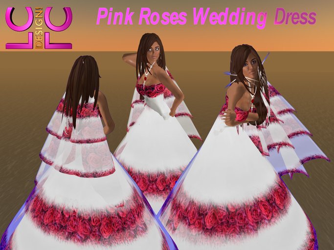 LC Design Pink Roses Wedding Dress,499
