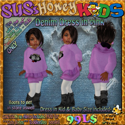 SUS HoneyKids Denim Dress pink ToddleeDoo