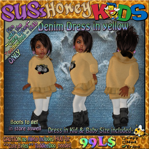 SUS HoneyKids Denim Dress yellow ToddleeDoo