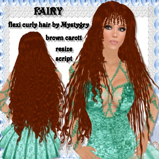 Fairy flexi long hair curly brown carott with resize script mermaid hair NEW