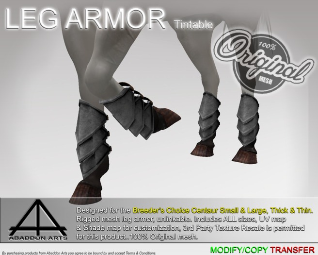 ...::// AA \\::... BC - CENT Leg Armor Tintable (Wear Me)