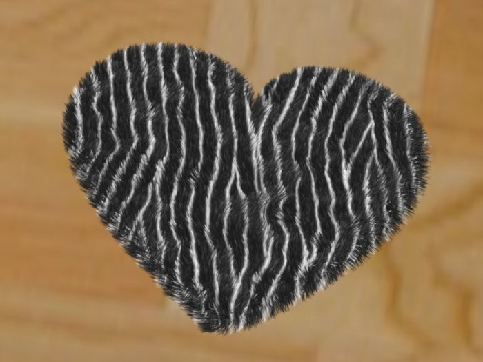 Grey Zebra Furry Heart Rug