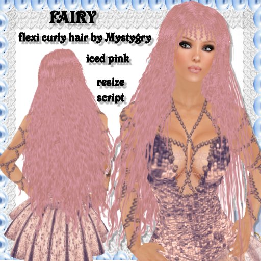 Fairy flexi long hair curly iced pink with resize script mermaid hair NEW