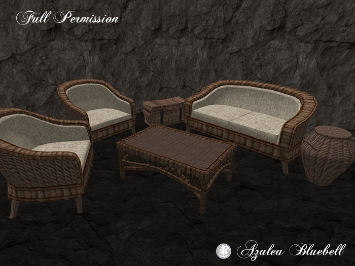 Second Life Marketplace AB Wicker Furniture Set LI=6 FULL PERM