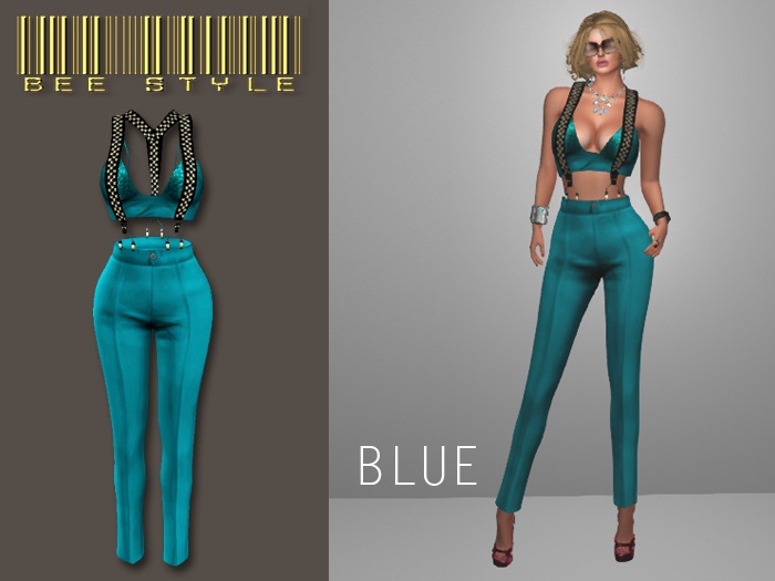 .:Bee Pants With Suspenders TEAL:.