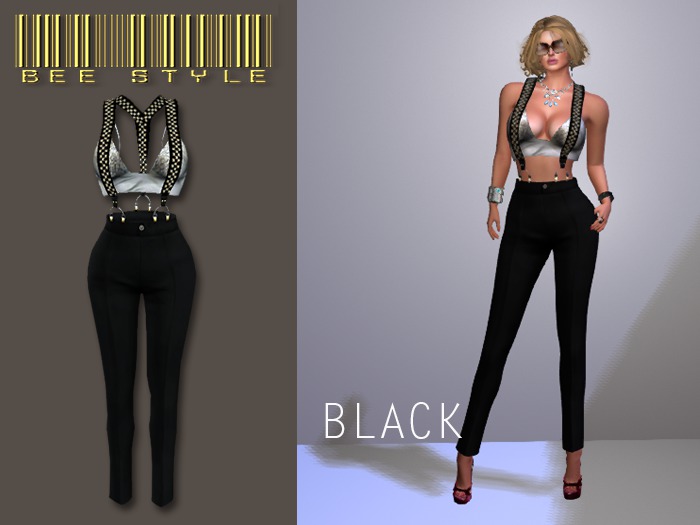 .:Bee Pants With Suspenders BLACK:.