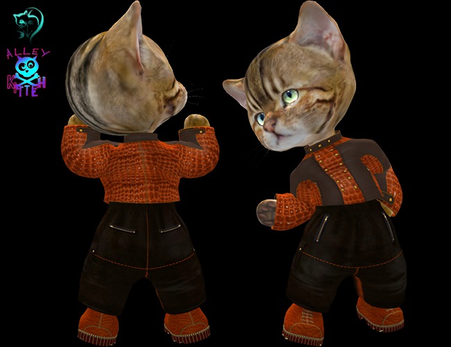 Dinkie Orange Vacuum Embossed Motorcycle Jacket Set