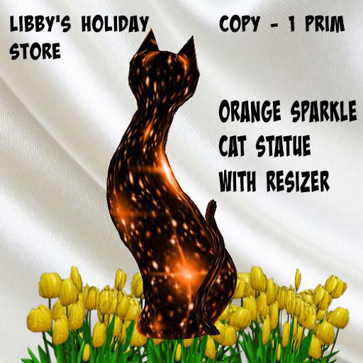 * Orange Sparkle Cat Statue with Resizer