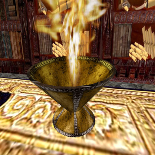 Fire Bowl ~ Gold w/Silver Trim {p}