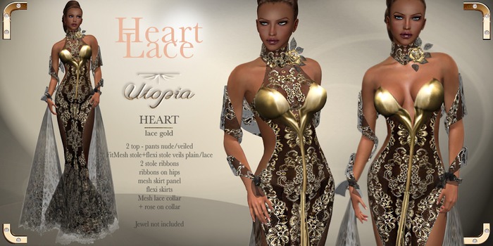 Utopia Heart LACE GOLD - Appliers Included!