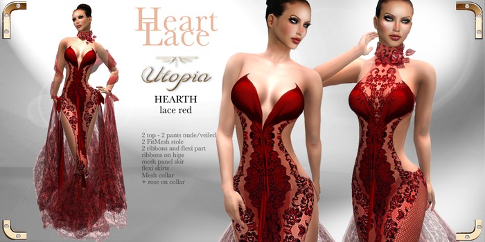 Utopia Heart LACE RED - Appliers Included!