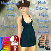 Mysti Dress Indigo Leaves ~OF~