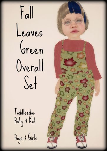 Fall Leaves Green Overall Set Toddleedoo