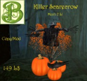 Killer Scarecrow w/ Dead Crows, Pumpkins & Orange Berry Bush, 2LI