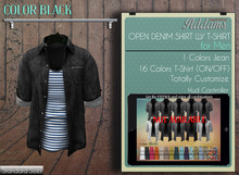 Addams // Open Shirt Rolled Up w/T-Shirt // Black