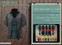 Addams // Open Shirt Rolled Up w/T-Shirt // Grey