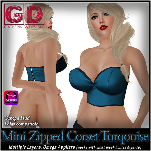 Gatherings Mini Zipped Corset Turquoise (Tango/Omega