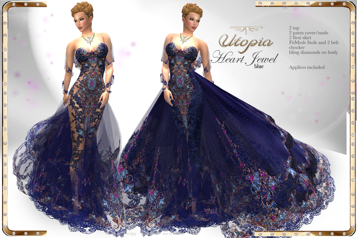 Utopia Heart Jewel bleu - Appliers Included!