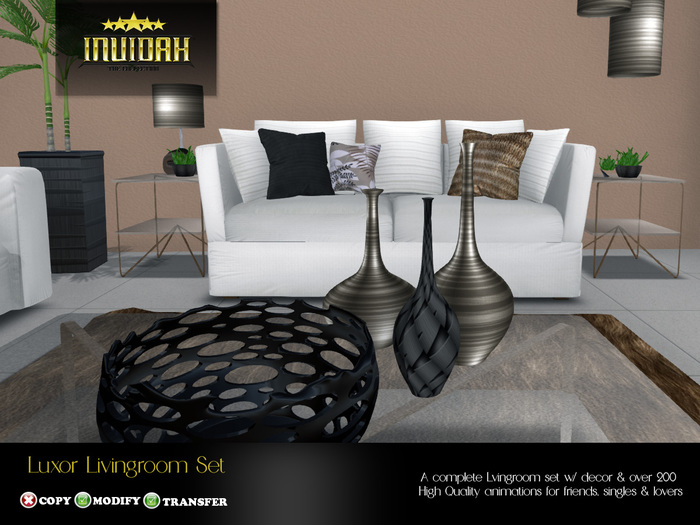 Second Life Marketplace Invidah* Luxor Livingroom Set (NATURALS) Trans