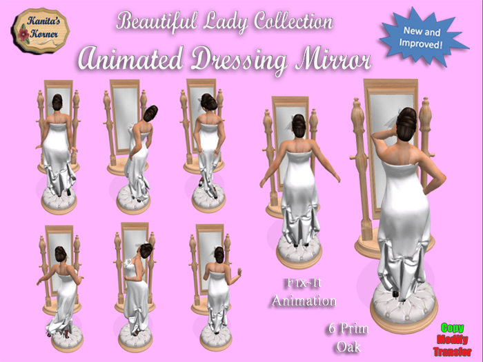 Beautiful Lady Animated Dressing Mirror & Posing Stand - Oak