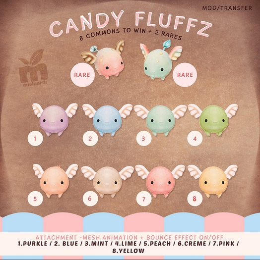 *MishMish* Candy Fluffz - Rainbow - RARE