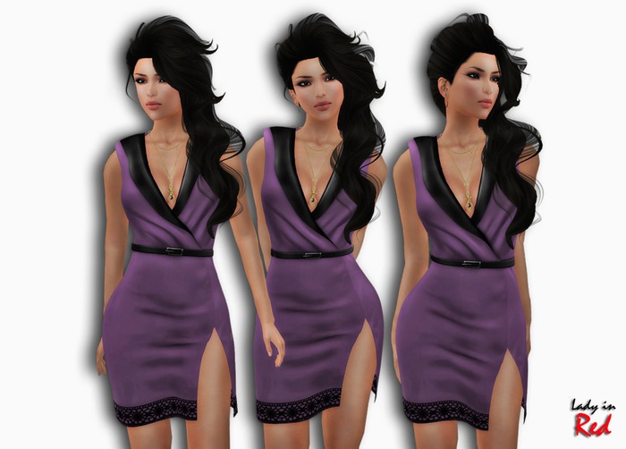Lady in Red - Regina (lavender) - Tuxedo Dress with Slit