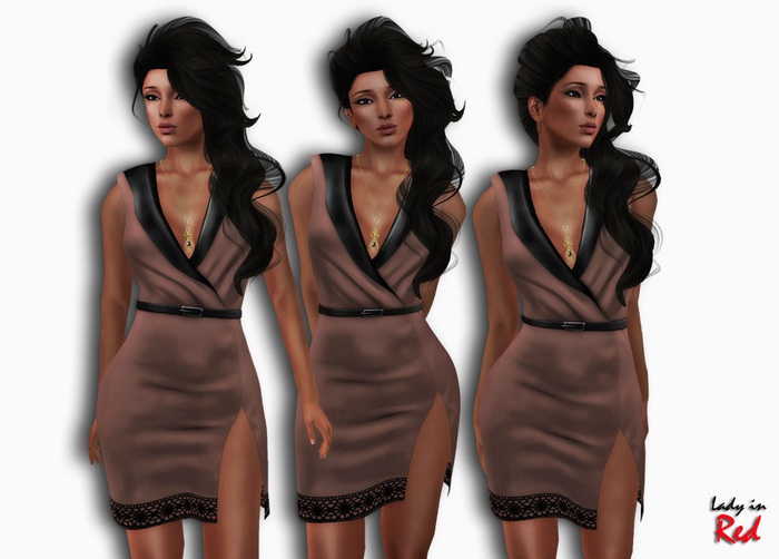 Lady in Red - Regina (peach) - Tuxedo Dress with Slit