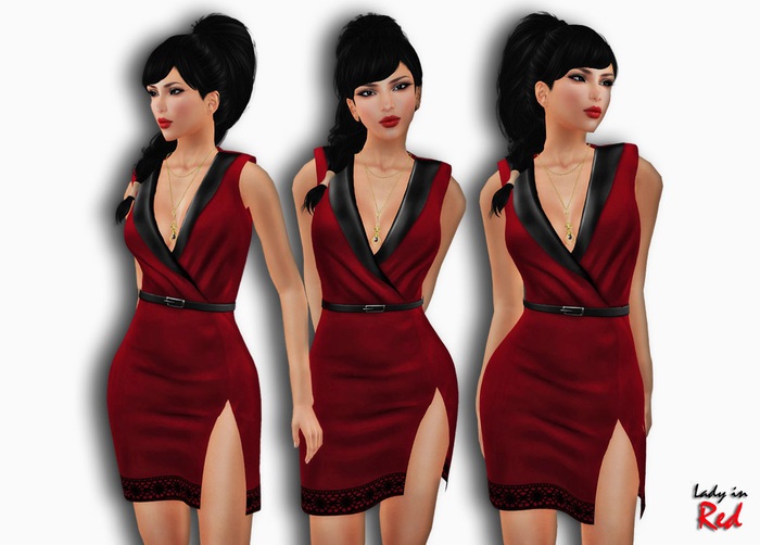 Lady in Red - Regina (red) - Tuxedo Dress with Slit