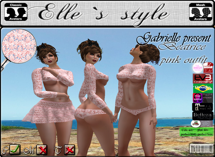 Elle`s style Beatrice pink outfit mesh&clasic avatar