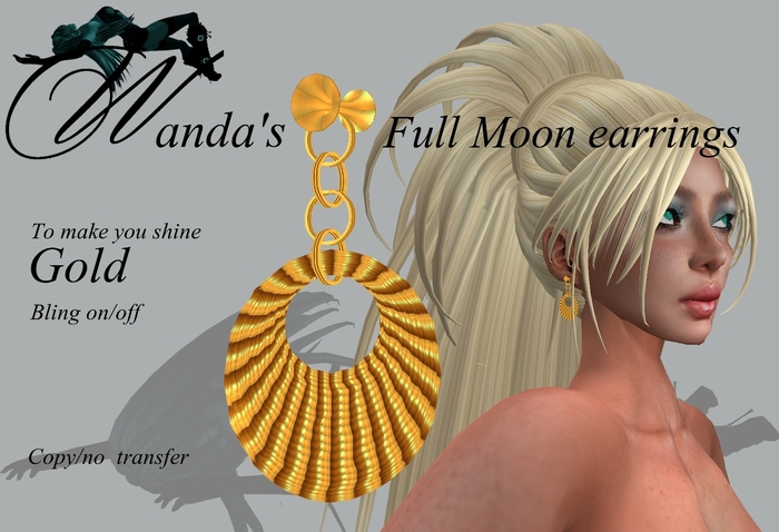 Wanda's Full Moon earrings - Gold / Copy * Bling on/off