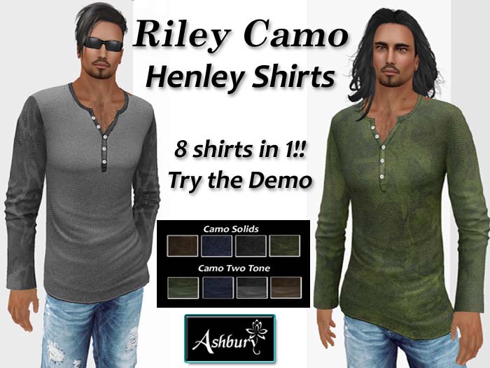 [ASHBURY] Riley Henley Shirt-CAMOS w/HUD