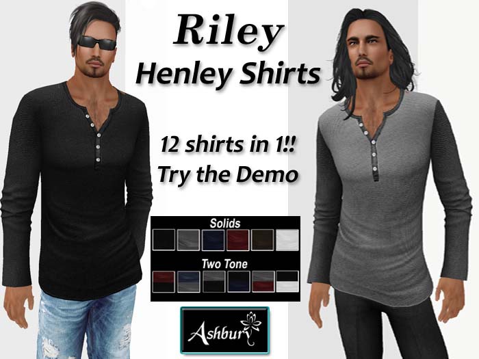 [ASHBURY] Riley Henley Shirt-Solids & 2 Tone W/HUD