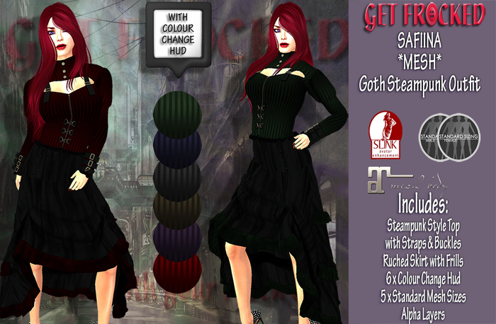 SAFIINA Mesh Steampunk Outfit - 6 x Colour Change