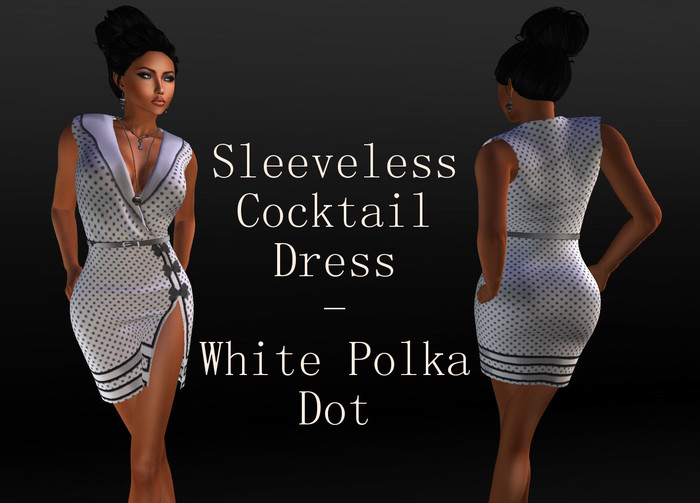 Mochi - Sleeveless Cocktail Dress - White Polka Dots