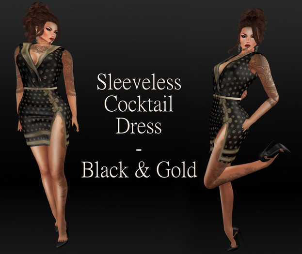 Mochi - Sleeveless Cocktail Dress - Black & Gold