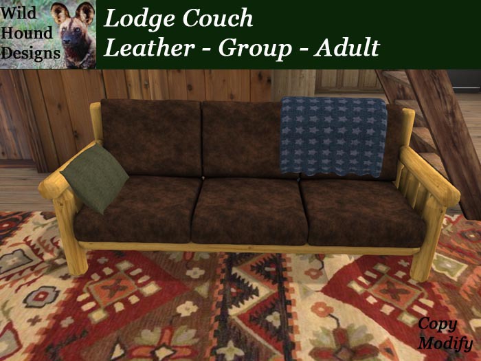 Second Life Marketplace - [WHD] - Lodge Log Couch - Group - Brown ...